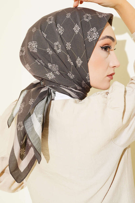 Gemusterter Modal-Schal, dunkelbraun