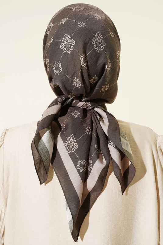 Gemusterter Modal-Schal, dunkelbraun