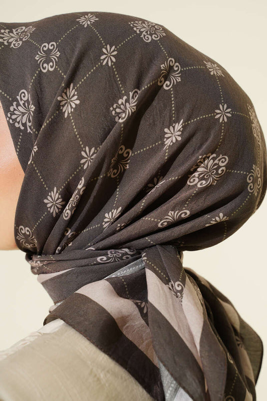 Gemusterter Modal-Schal, dunkelbraun