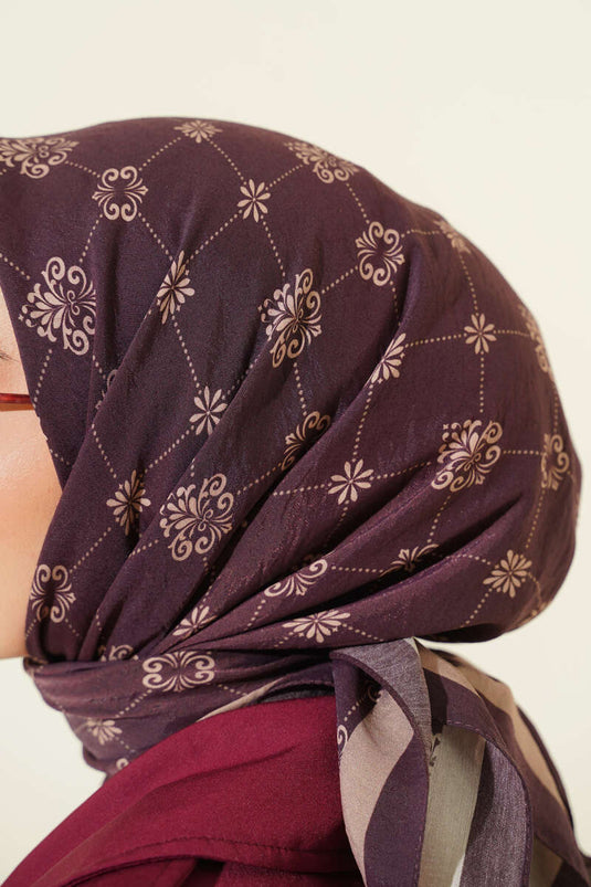 Gemusterter Modal-Schal, Pflaume