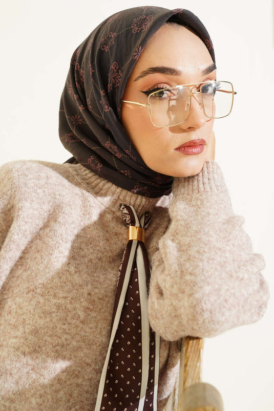 Gemusterter Modal-Schal Schwarz Burgunder