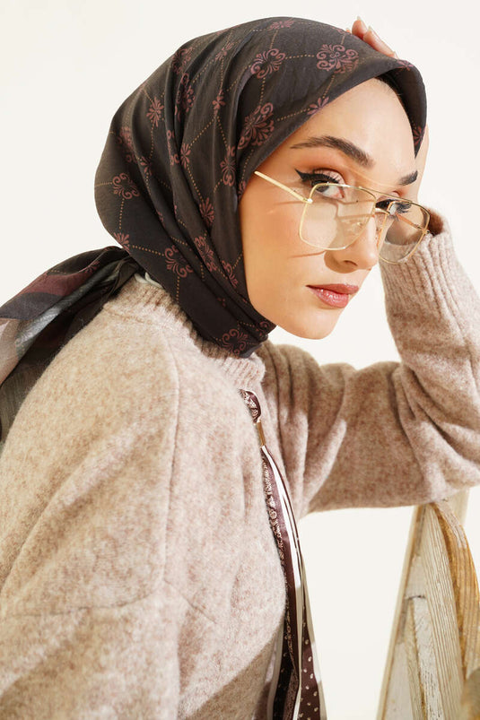 Gemusterter Modal-Schal Schwarz Burgunder