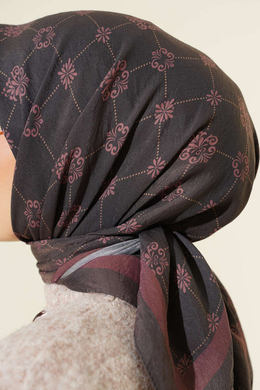 Gemusterter Modal-Schal Schwarz Burgunder