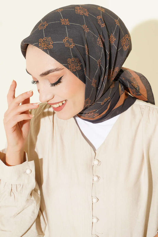 Gemusterter Modal-Schal, Schwarz und Braun