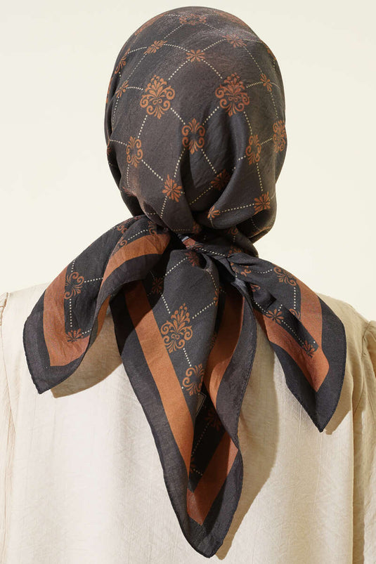 Gemusterter Modal-Schal, Schwarz und Braun