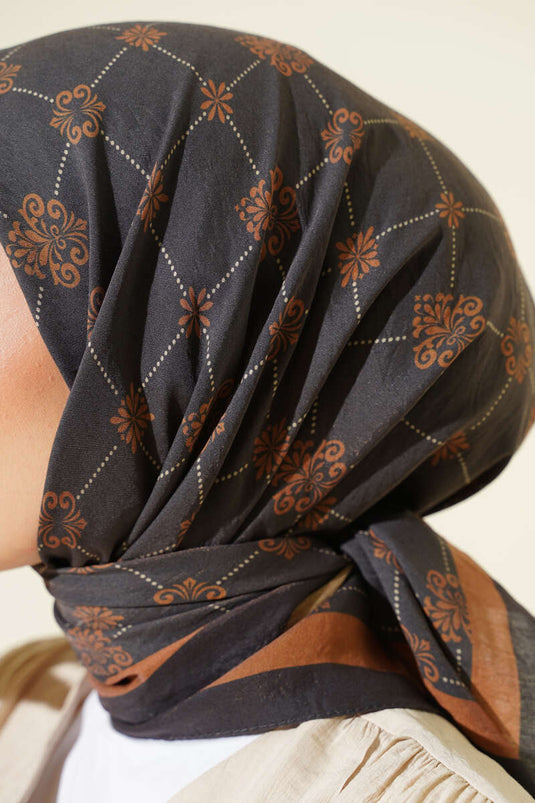 Gemusterter Modal-Schal, Schwarz und Braun