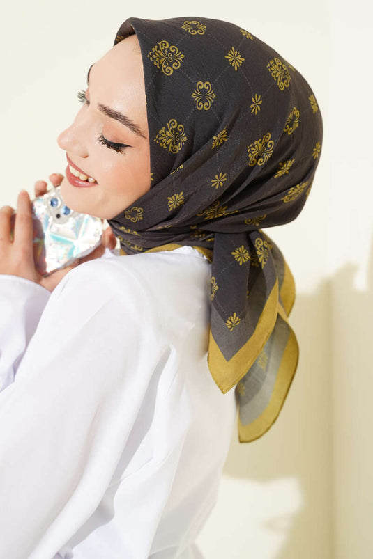 Gemusterter Modal-Schal, Schwarz/Grün