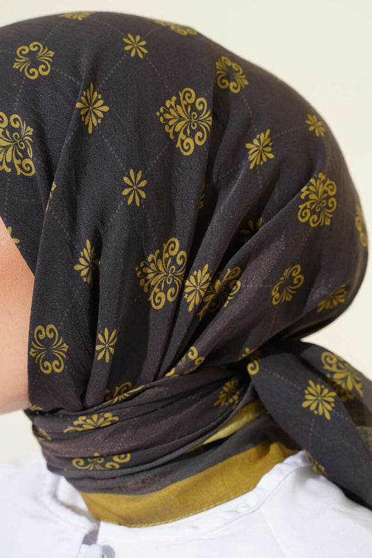 Gemusterter Modal-Schal, Schwarz/Grün