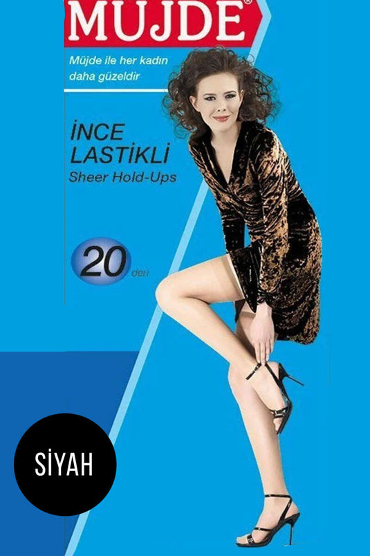 جوارب طويلة مرنة رفيعة من Good News 20 Den 500 باللون الأسود