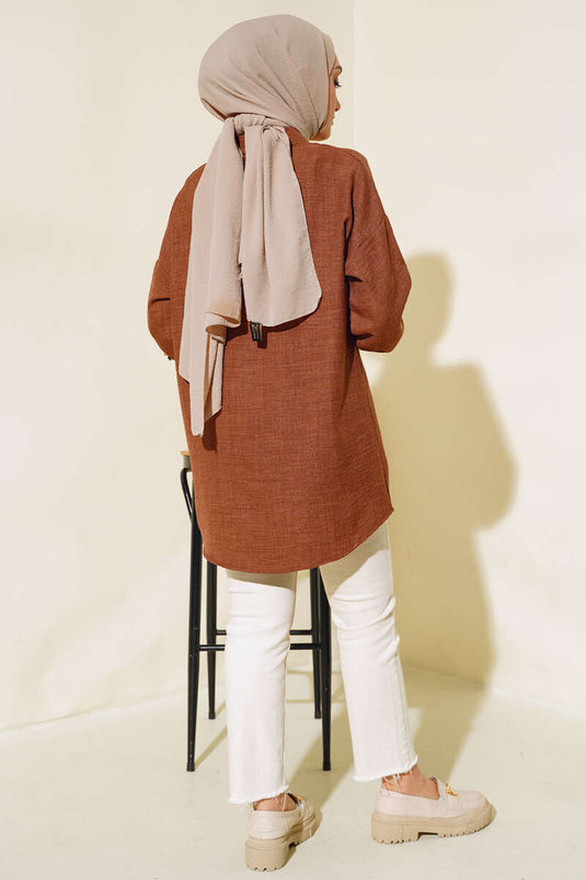 Embroidered Detailed Shirt Brown