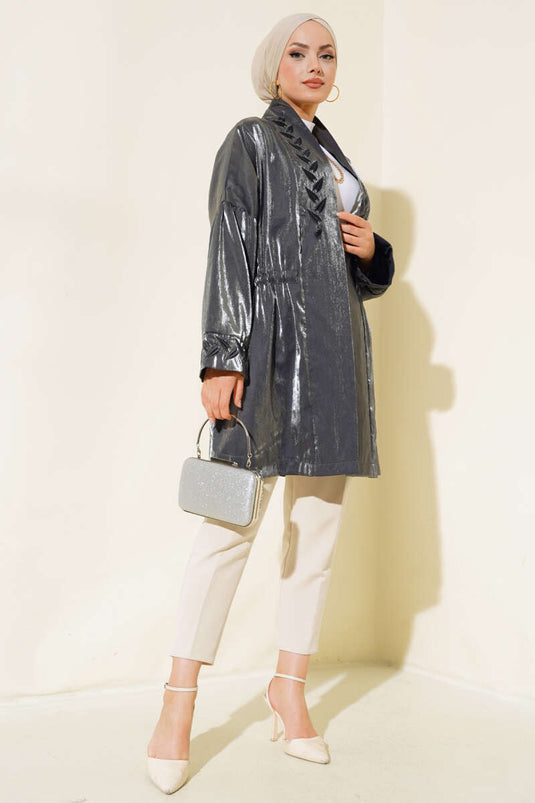 Kimono brillant brodé Fumée