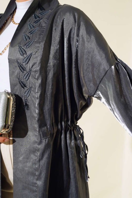 Kimono brillant brodé Fumée