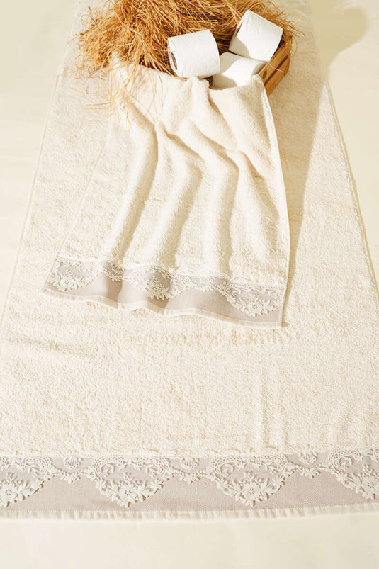 Embroidered Lace 2-Piece Bath and Hand Towel Set, Assorted 3