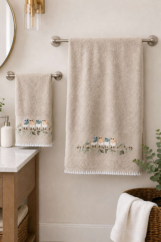 Set De Toallas De Baño Y Mano Con Encaje Bordado 2 Piezas Surtido 5