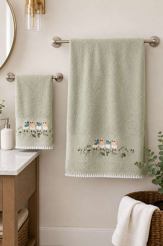 Set De Toallas De Baño Y Mano Con Encaje Bordado, 6 Unidades Variadas