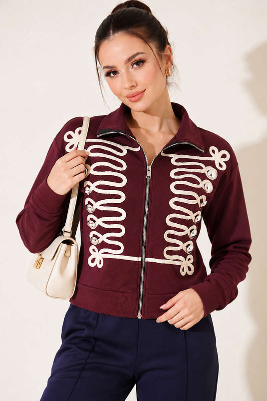 Bestickter Cardigan Mit Knöpfen In Mauve