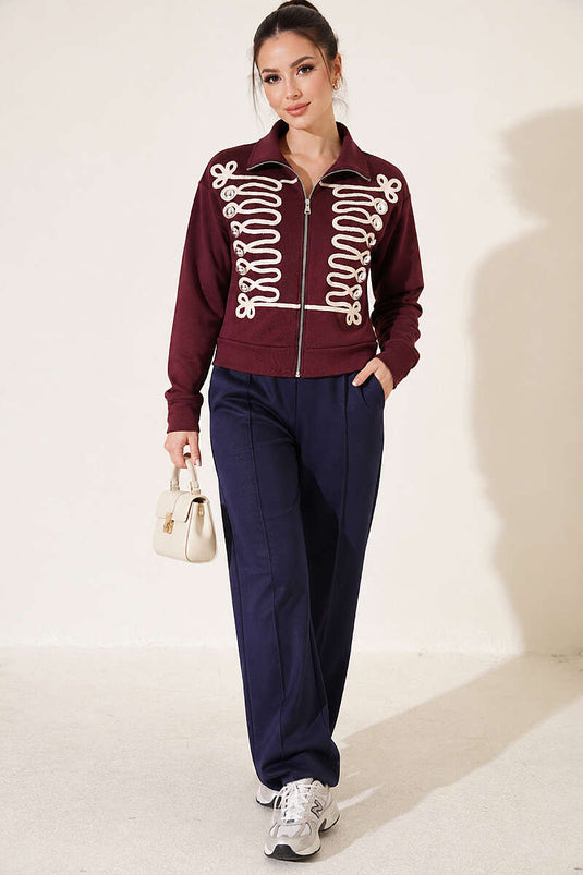 Bestickter Cardigan Mit Knöpfen In Mauve