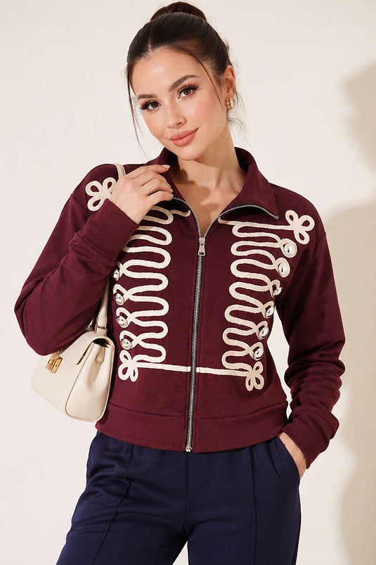 Bestickter Cardigan Mit Knöpfen In Mauve