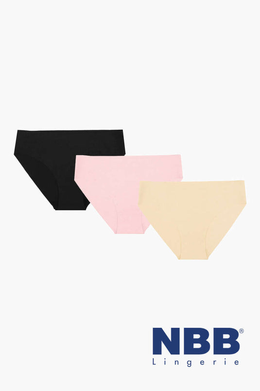 Pack de 3 bragas básicas NBB cortadas a láser de piel de visón negra