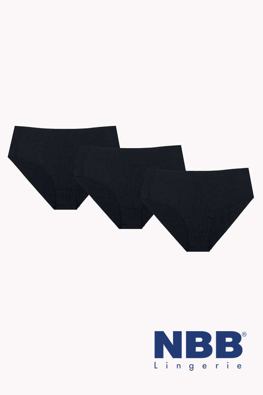 NBB 3-Pack Laser Cut High Waist Panties Black