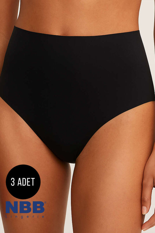 NBB 3-Pack Laser Cut High Waist Panties Black