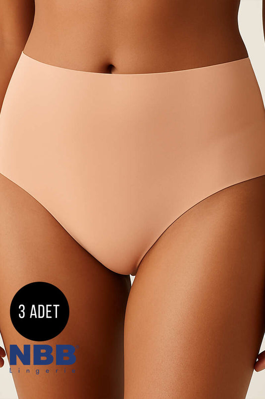 NBB 3-Pack Laser Cut High Waist Panties Black Mink Skin