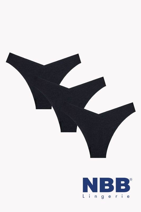 NBB 3'lü Lazer V Kesim Külot Siyah