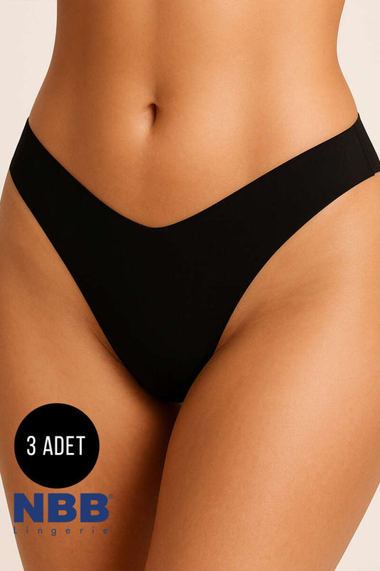 Lot de 3 culottes NBB noires à découpe laser en V