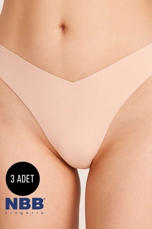 Lot de 3 culottes NBB à découpe laser en V, effet vison noir