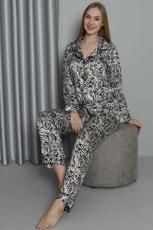 Ensemble pyjama NBB en satin à motifs zèbre