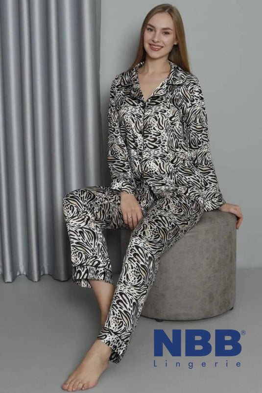 Ensemble pyjama NBB en satin à motifs zèbre