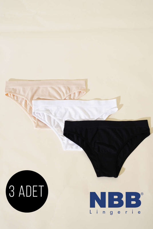 Lot de 3 culottes sans coutures NBB, noir et blanc, peau.