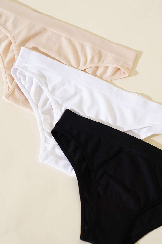 Lot de 3 culottes sans coutures NBB, noir et blanc, peau.