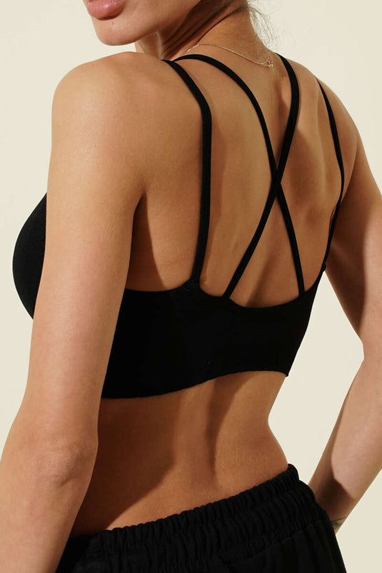 NBB Seamless Cross-Tied Covered Bralette Black