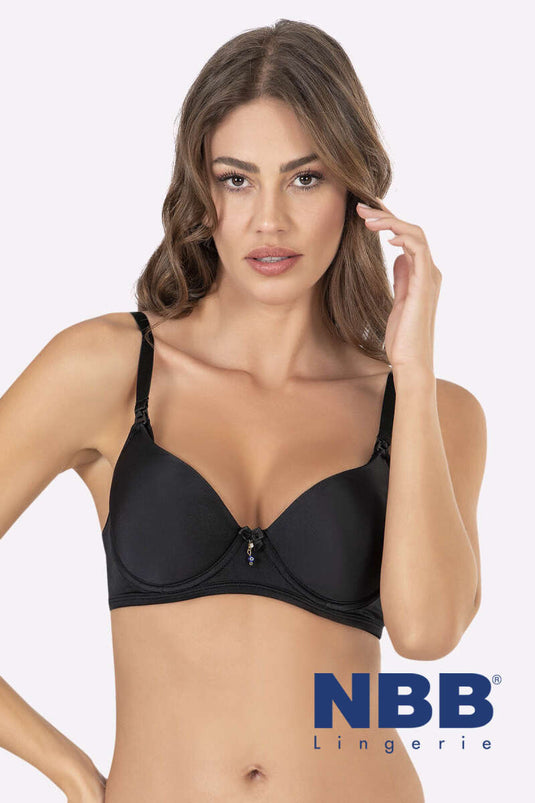 Soutien-gorge d'allaitement noir à armatures recouvertes NBB
