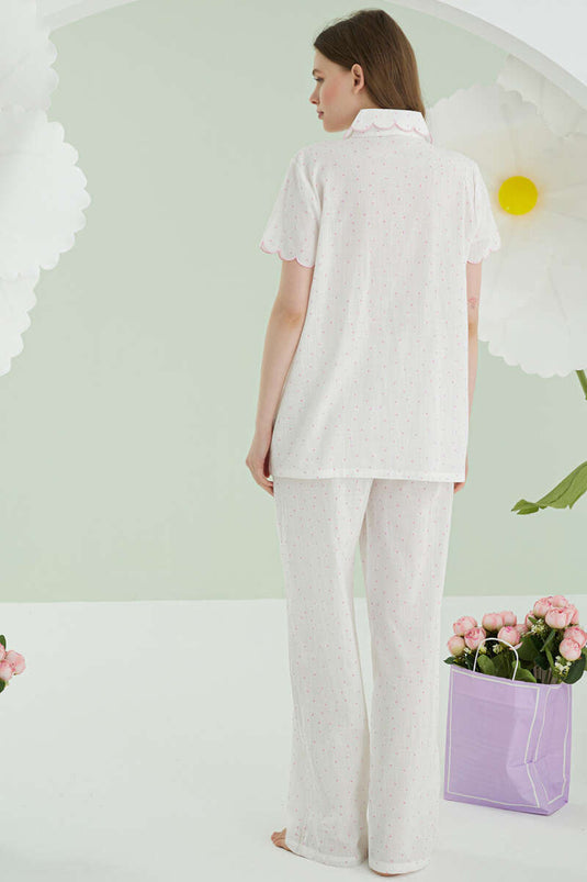 Ensemble pyjama en lin à pois NBB rose