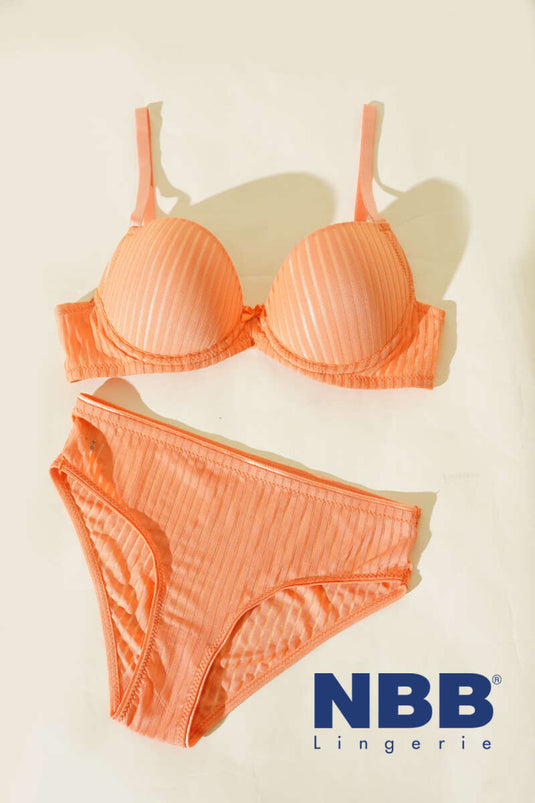 NBB Gestreiftes, transparentes, gepolstertes BH-Set Rose