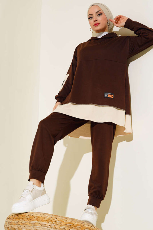 Neon-detaillierter Doppelanzug in Braun