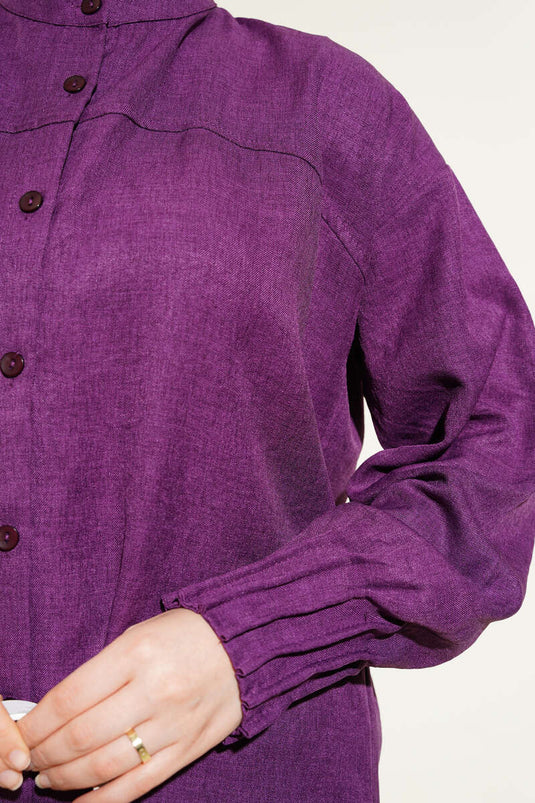 Lockeres Hemd Lila mit Rippdetail