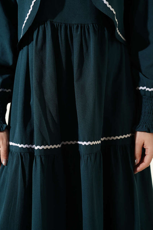 Ensemble robe avec détails de couture nervurée Émeraude