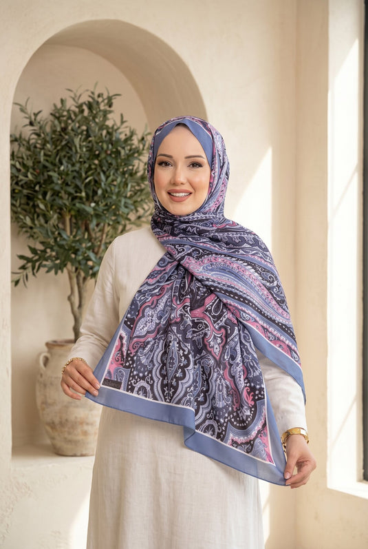 Série de foulards Neva à motif ethnique Indigo