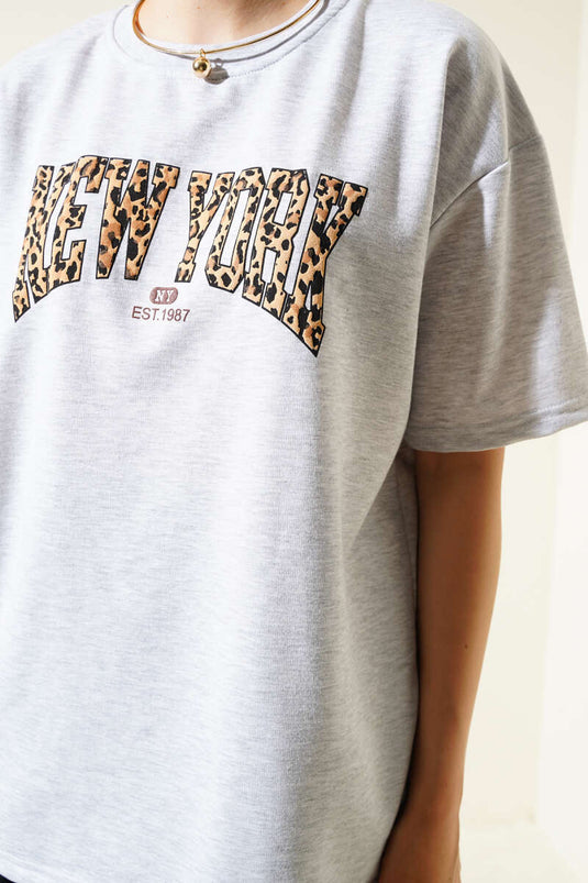 T-shirt imprimé New York gris