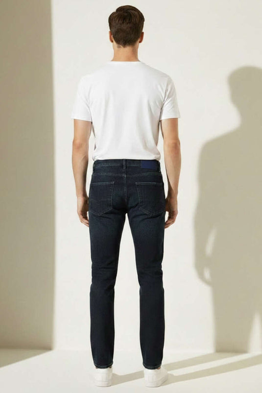 Pantalon en jean bleu marine pour homme coupe normale