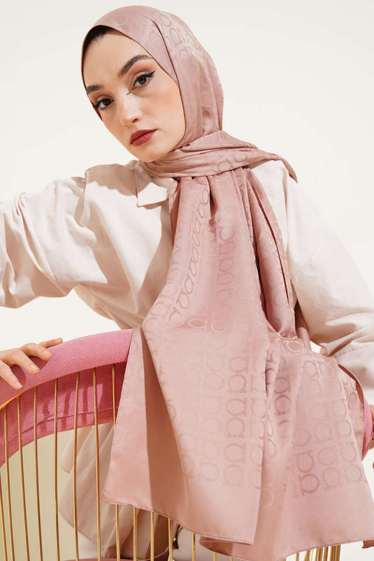 Jacquard-Schal mit Omega-Muster, Farbe Latte