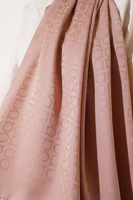 Jacquard-Schal mit Omega-Muster, Farbe Latte