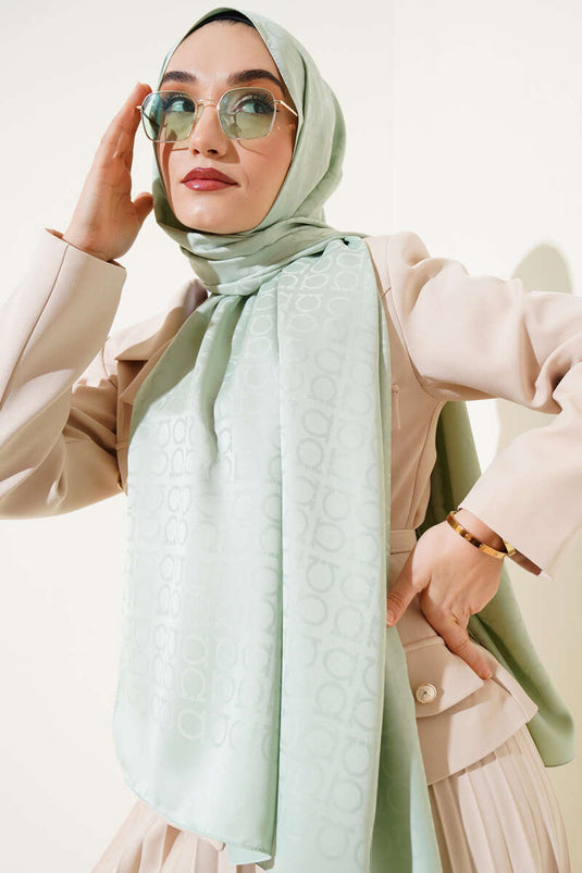 Châle jacquard à motif oméga, couleur menthe