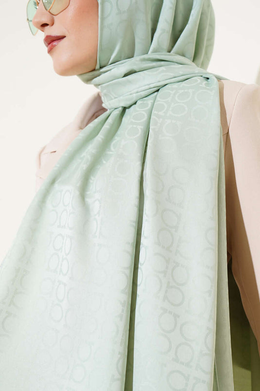 Châle jacquard à motif oméga, couleur menthe