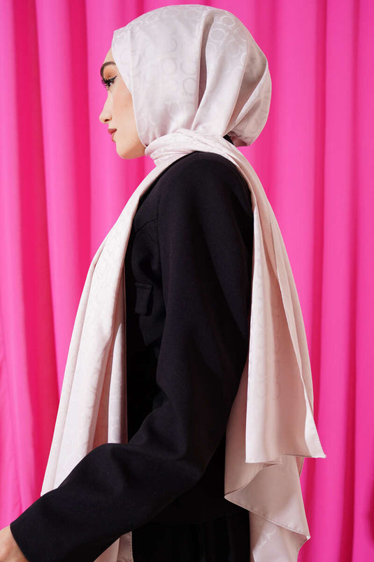 Omega patroon jacquard sjaal poeder