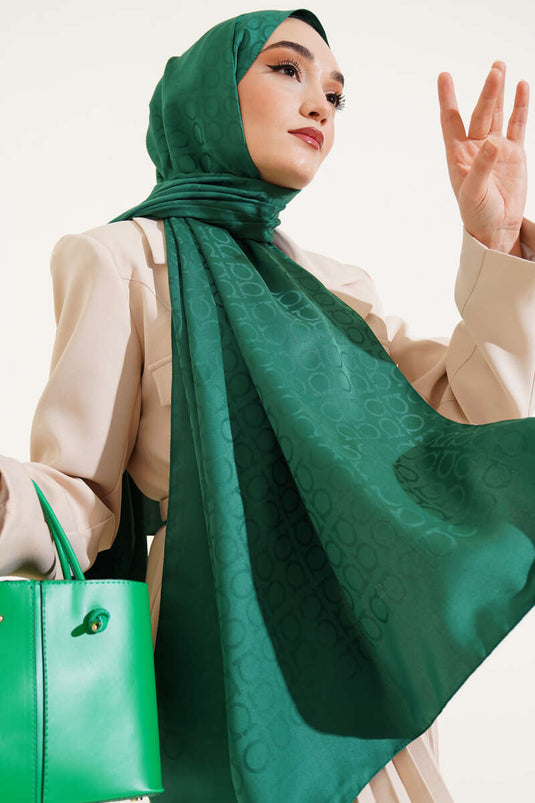 Châle jacquard à motif oméga émeraude