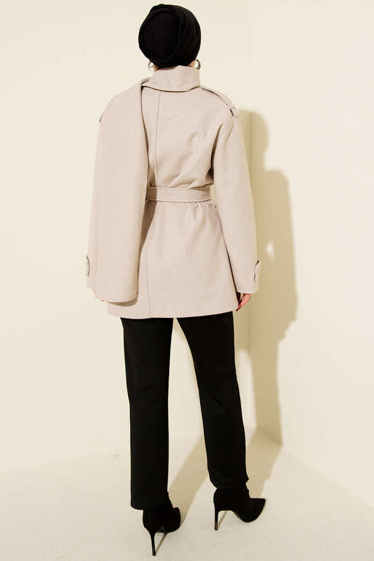 Omuz Apoletli Atkılı Kaşe Kaban Taş